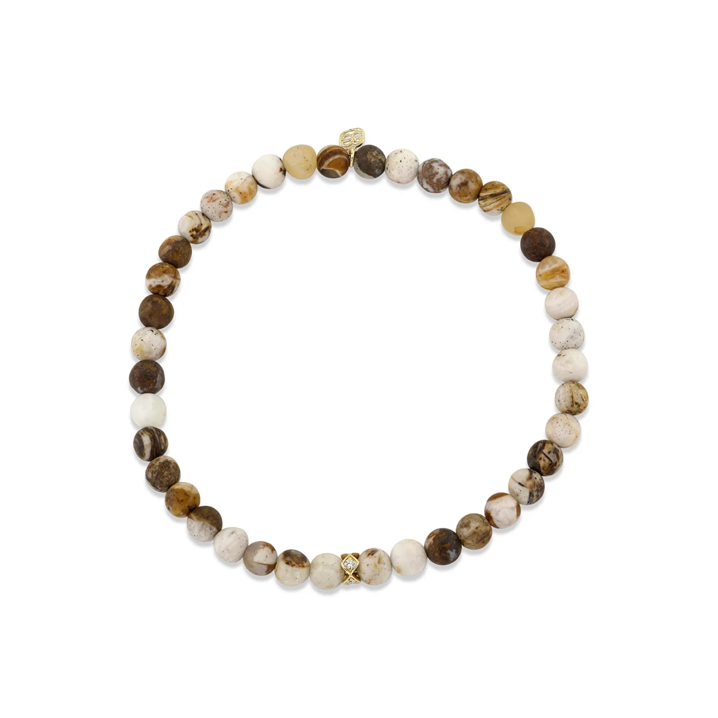 Gold & Diamond Eternity Rondelle on Wooden Opal
