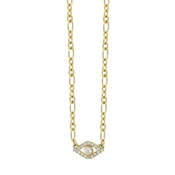 Gold & Diamond Extra Large Bezel Eye Necklace