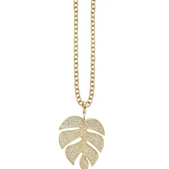 Gold & Diamond Extra Large Monstera Leaf Charm