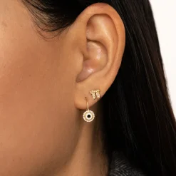 Gold & Diamond Eye French Wire Earrings