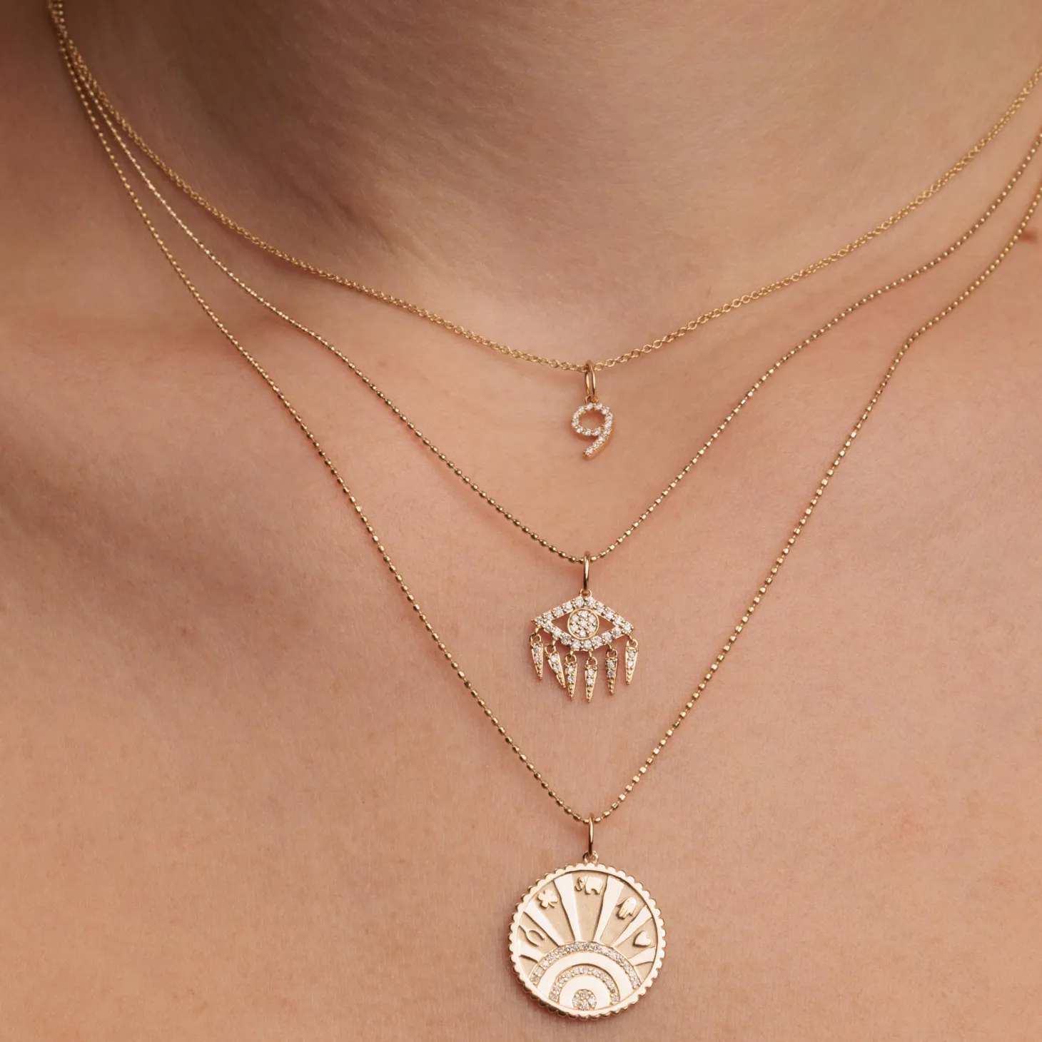 Gold & Diamond Eye Fringe Charm