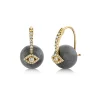 Gold & Diamond Eye Grey Cat's Eye Earrings