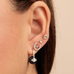 Gold & Diamond Eye Horseshoe Stud