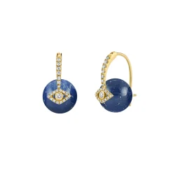 Gold & Diamond Eye Kyanite Earrings