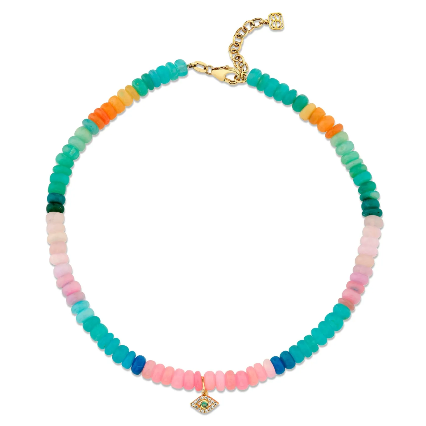 Gold & Diamond Eye Multi Opal Anklet