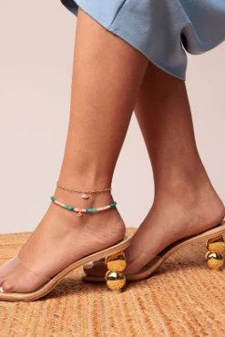 Gold & Diamond Eye Multi Opal Anklet