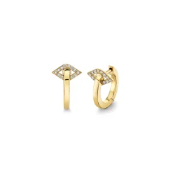 Gold & Diamond Eye Post Huggie Hoops