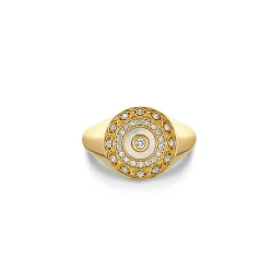 Gold & Diamond Eye Stone Inlay Signet Ring