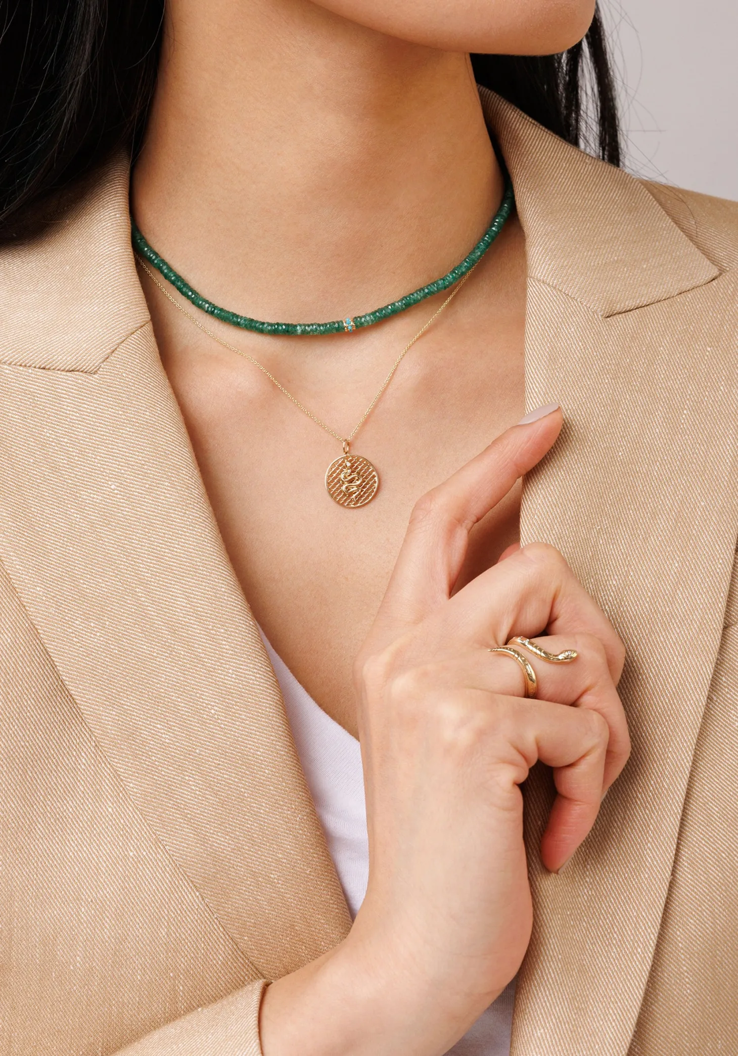 Gold & Diamond Fishnet Snake Coin