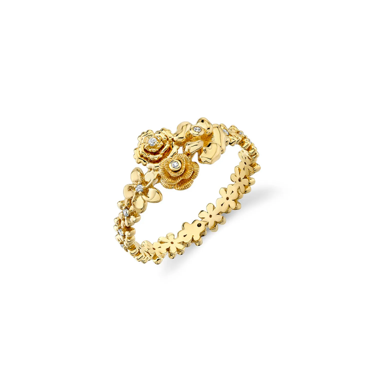 Gold & Diamond Flower Cluster Ring