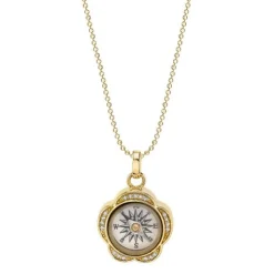 Gold & Diamond Flower Compass Charm