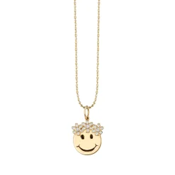 Gold & Diamond Flower Power Happy Face Charm