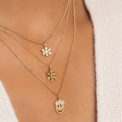 Gold & Diamond Flower Power Happy Face Charm