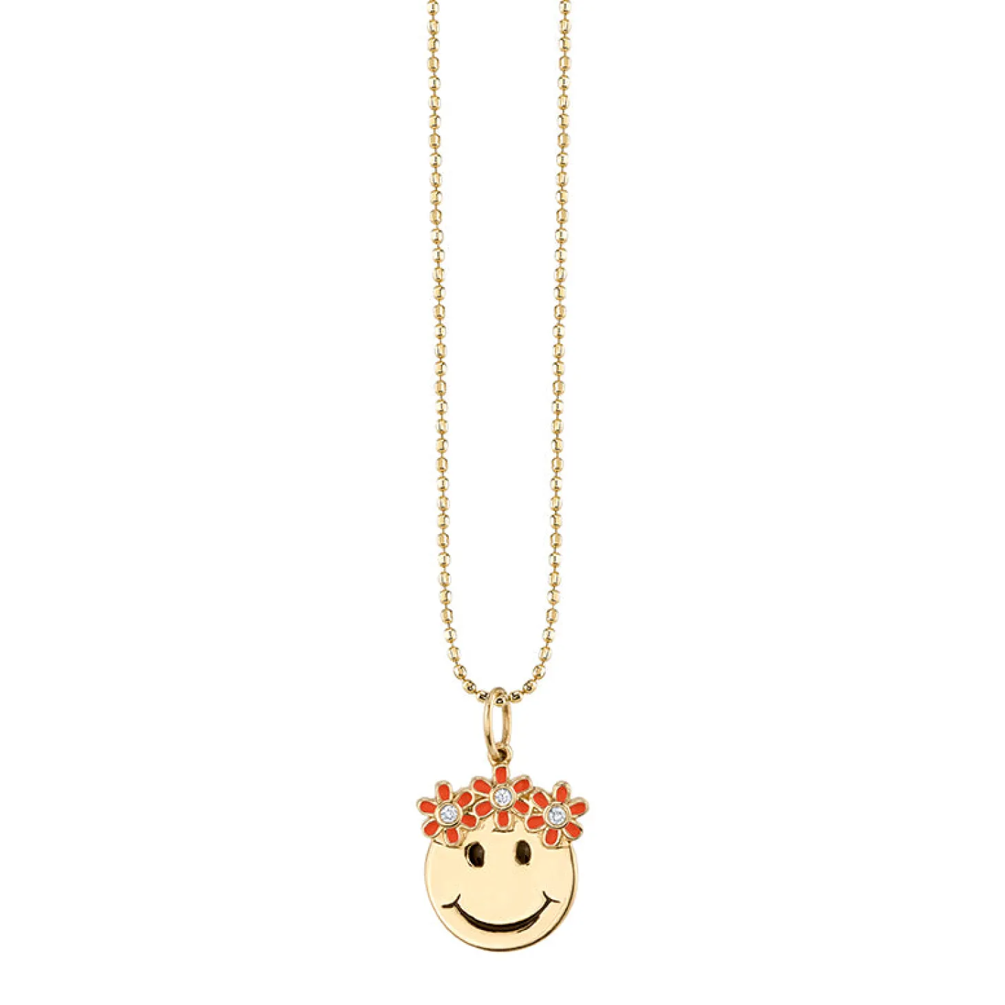 Gold & Diamond Flower Power Happy Face Charm