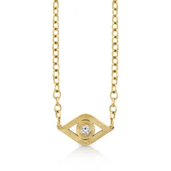 Gold & Diamond Fluted Eye Necklace
