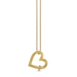 Gold & Diamond Fluted Heart Charm with Rondelle
