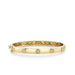 Gold & Diamond Fluted Hinge Bangle