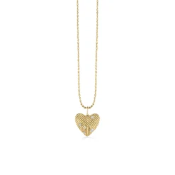 Gold & Diamond Fluted Pyramid Spike Heart Charm