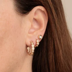 Gold & Diamond Fluted Single Stone Stud