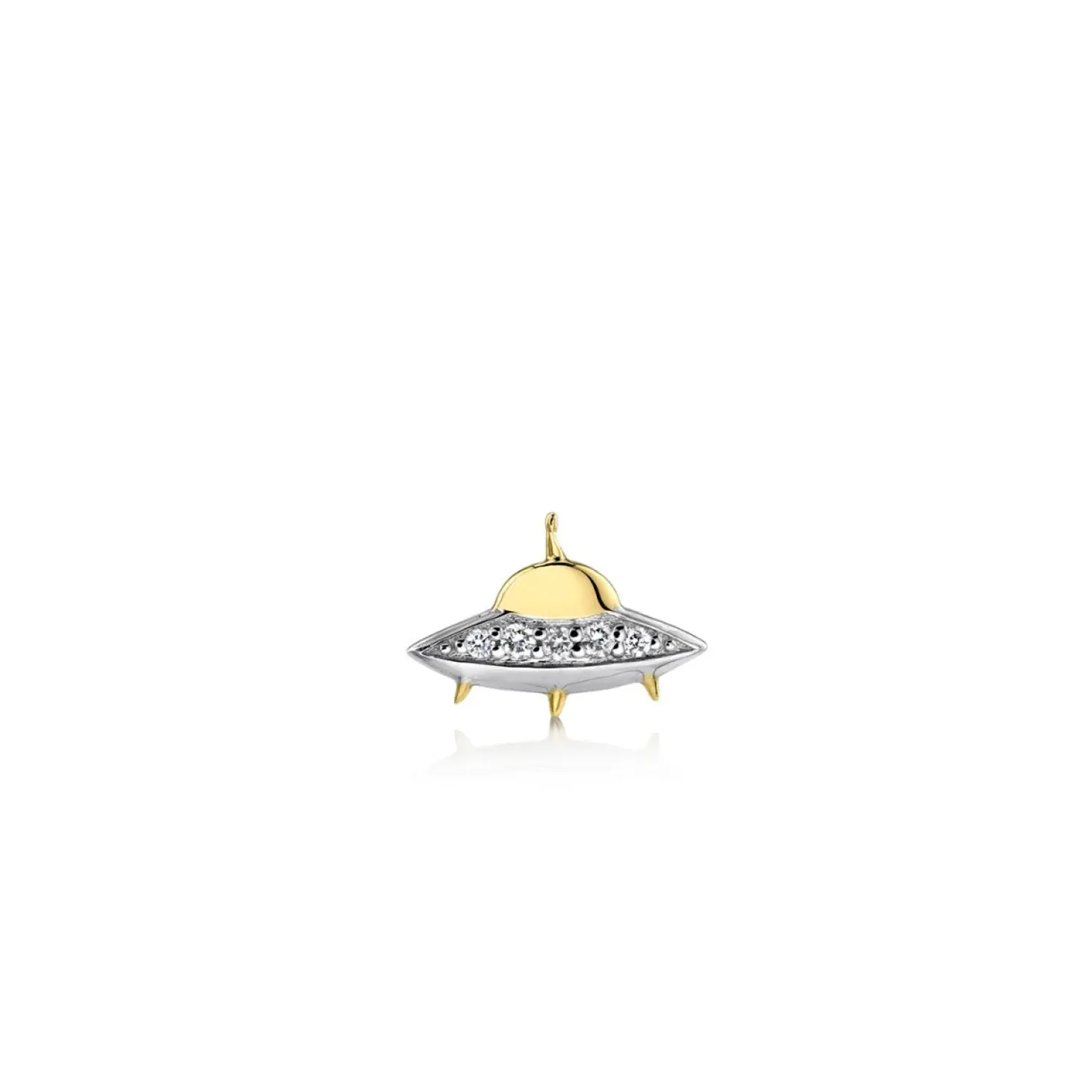 Gold & Diamond Flying Saucer Stud