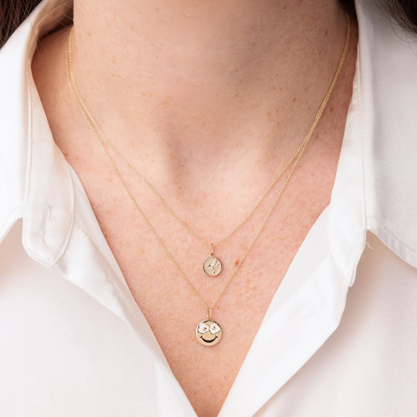 Gold & Diamond Fried Happy Face Charm