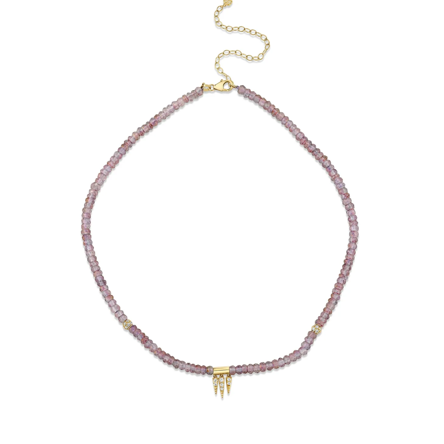 Gold & Diamond Fringe and Pave Ball Mystic Rainbow Quartz Faceted Rondelle Beaded Choker Combo