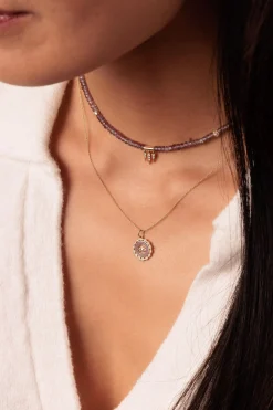 Gold & Diamond Fringe and Pave Ball Mystic Rainbow Quartz Faceted Rondelle Beaded Choker Combo