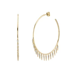 Gold & Diamond Fringe Large Hoops