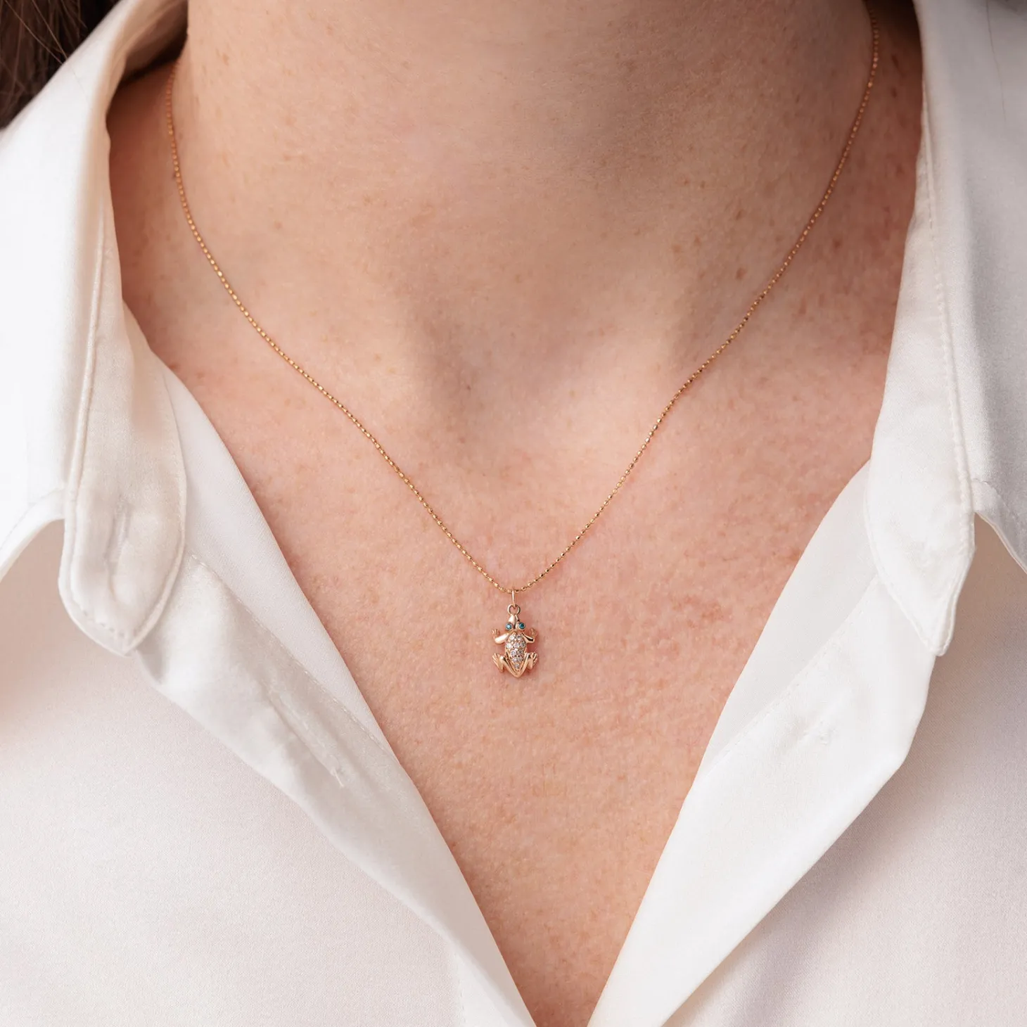 Gold & Diamond Frog Charm