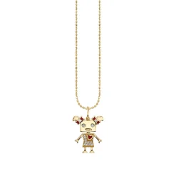 Gold & Diamond Girl Robot Charm