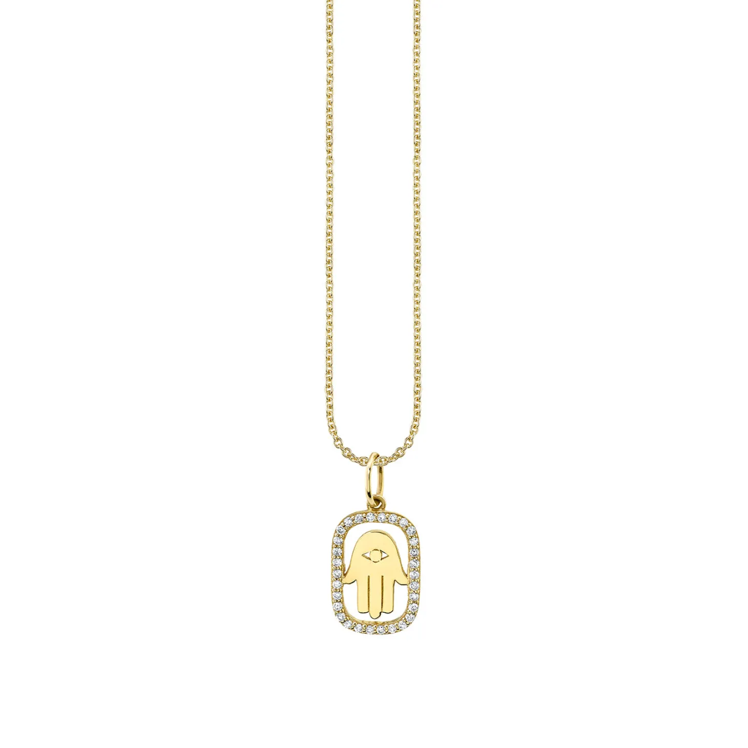Gold & Diamond Hamsa Open Icon Charm