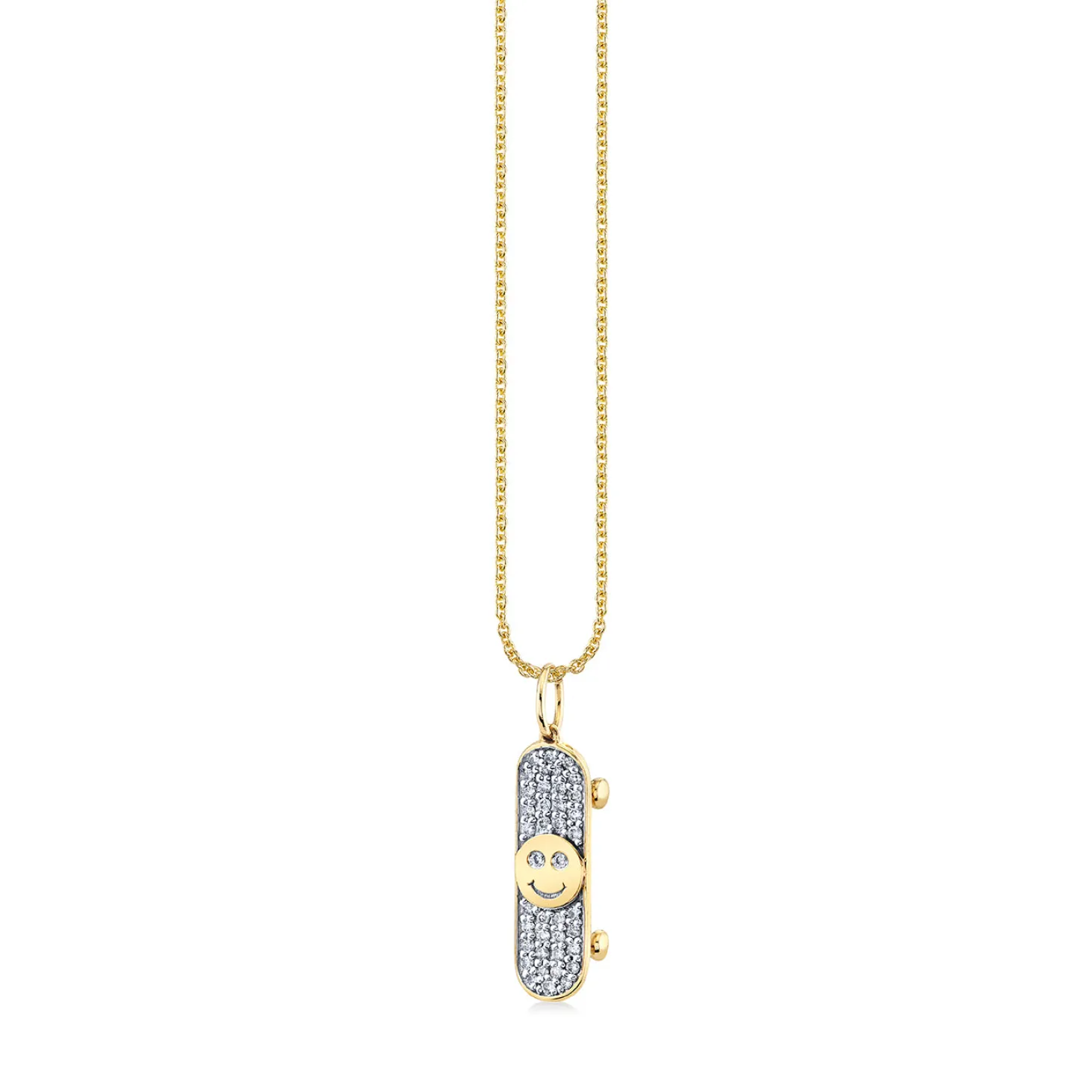 Gold & Diamond Happy Face Skateboard Charm