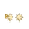 Gold & Diamond Happy Face Sun Stud