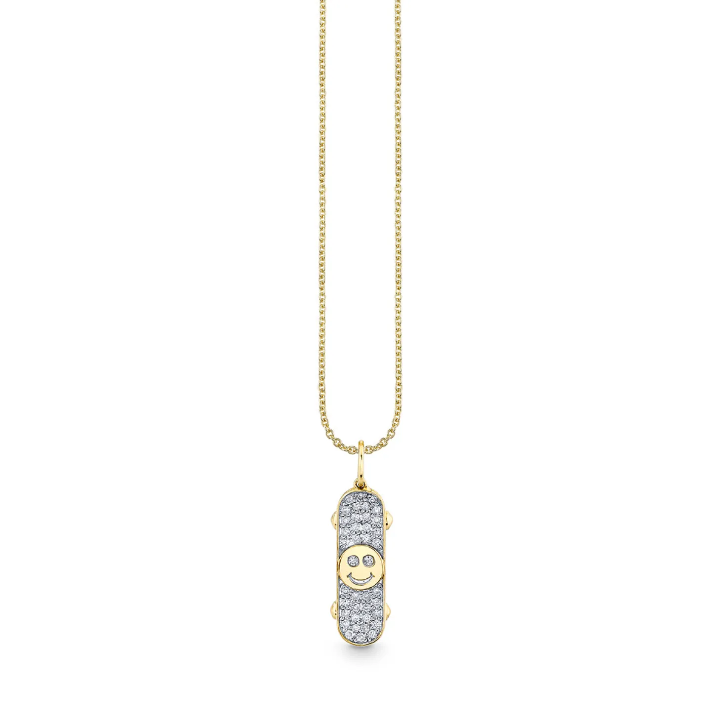 Gold & Diamond Happy Face Skateboard Charm