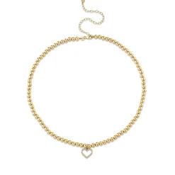 Gold & Diamond Heart Choker