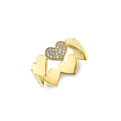 Gold & Diamond Heart Eternity Ring