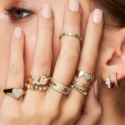 Gold & Diamond Heart Eternity Ring
