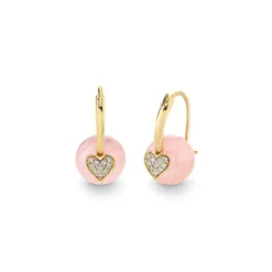 Gold & Diamond Heart Morganite Earrings