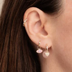 Gold & Diamond Heart Morganite Earrings