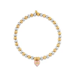 Gold & Diamond Heart on Two-Tone Gold Beads