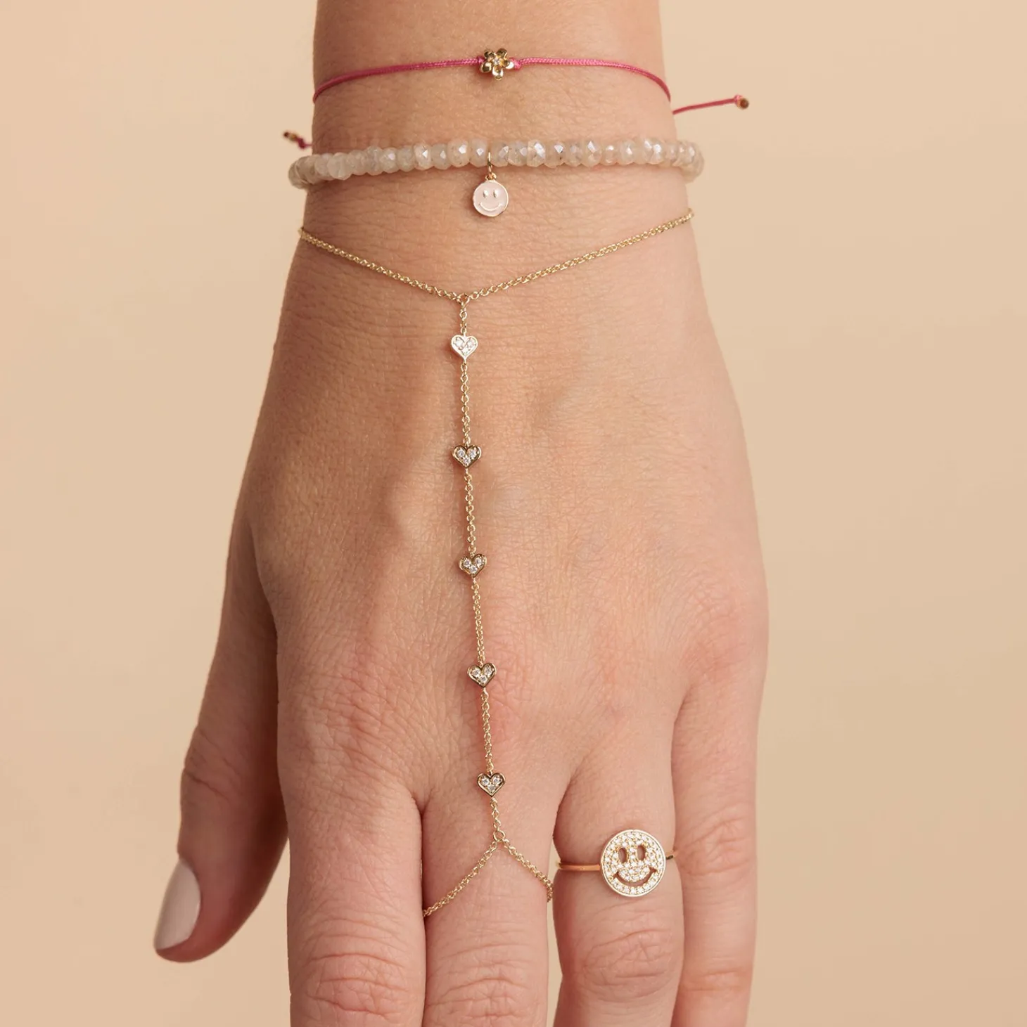 Gold & Diamond Heart Princess Bracelet