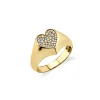 Gold & Diamond Heart Signet Ring