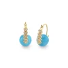 Gold & Diamond Heart Turquoise Earrings