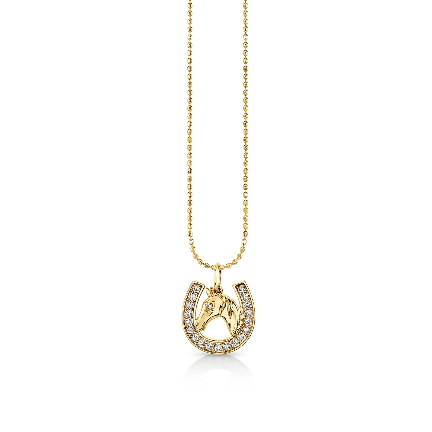 Gold & Diamond Horse Horseshoe Charm