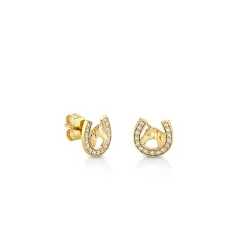 Gold & Diamond Horse Horseshoe Stud