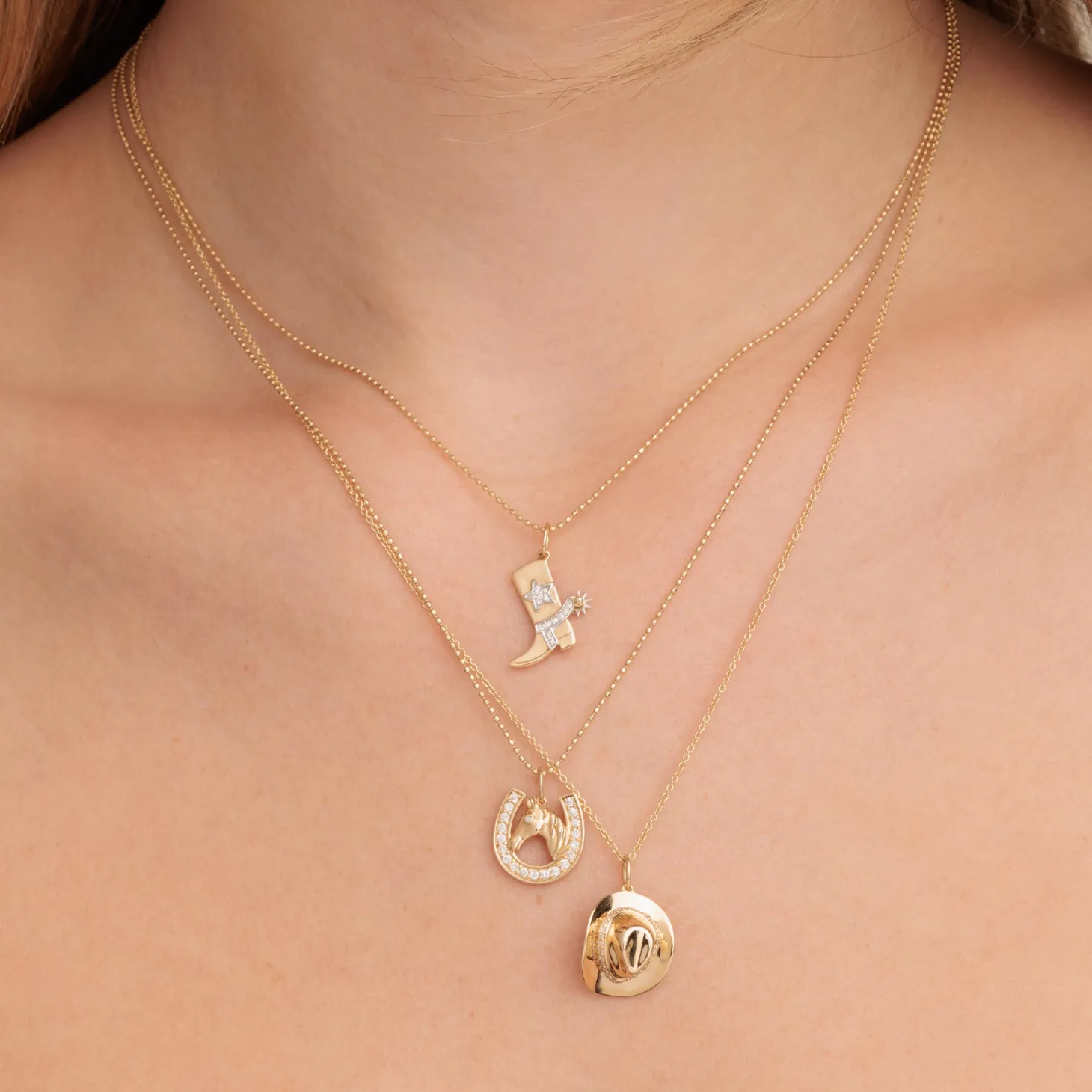 Gold & Diamond Horse Horseshoe Charm