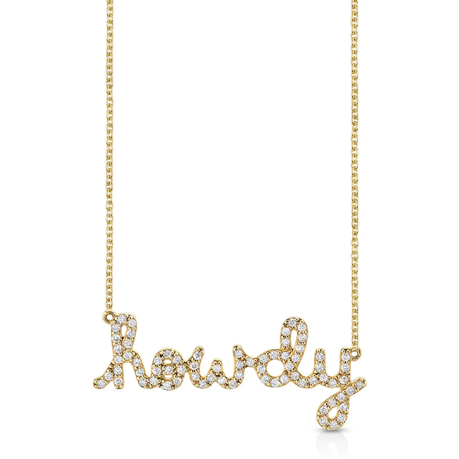 Gold & Diamond Howdy Script Necklace