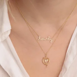 Gold & Diamond Howdy Script Necklace