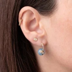 Gold & Diamond Hummingbird Aquamarine Earrings
