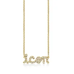 Gold & Diamond Icon Script Necklace